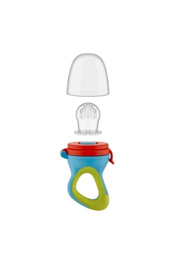 Babyjem Feeding Set - Spill-Proof Orange Plate & Silicone Fruit and Vegetable Teether