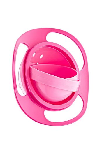 Babyjem Feeding Set - Spill-Proof Plate in Pink & Silicone Fruit and Vegetable Teether in Pink