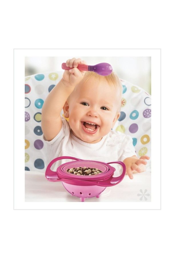 Babyjem Feeding Set - Spill-Proof Plate in Pink & Silicone Fruit and Vegetable Teether in Pink
