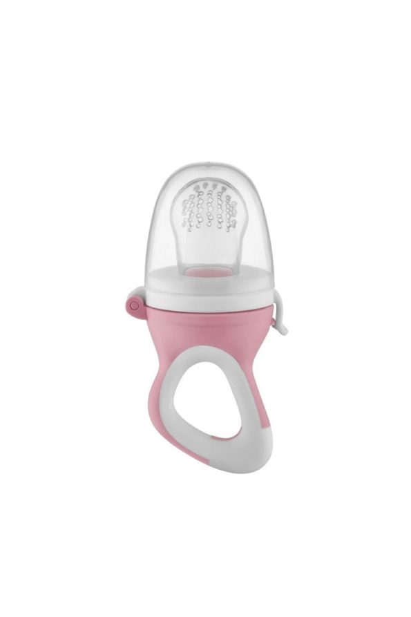 Babyjem Feeding Set - Spill-Proof Plate in Pink & Silicone Fruit and Vegetable Teether in Pink