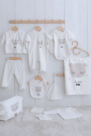 Tuğba Swan Organic 11-Piece Hospital Set - Pure Baby - Girl Bear