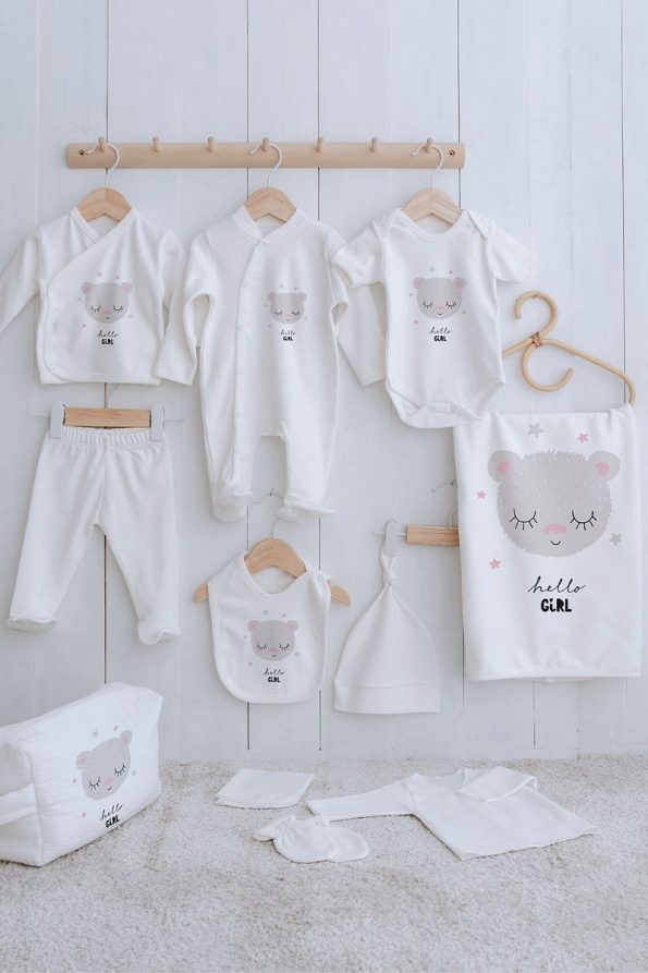 Tuğba Swan Organic 11-Piece Hospital Set - Pure Baby - Girl Bear