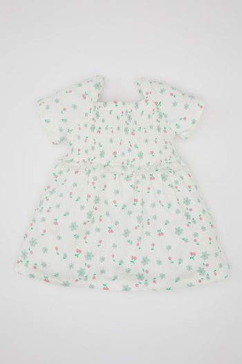 Floral Short Sleeve Dress for Baby Girls