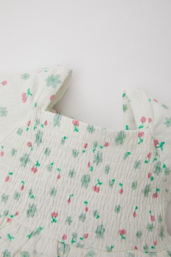 Floral Short Sleeve Dress for Baby Girls