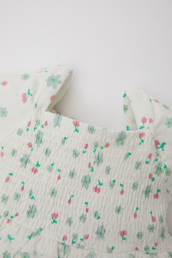 Floral Short Sleeve Dress for Baby Girls