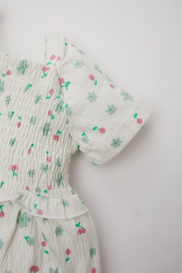 Floral Short Sleeve Dress for Baby Girls