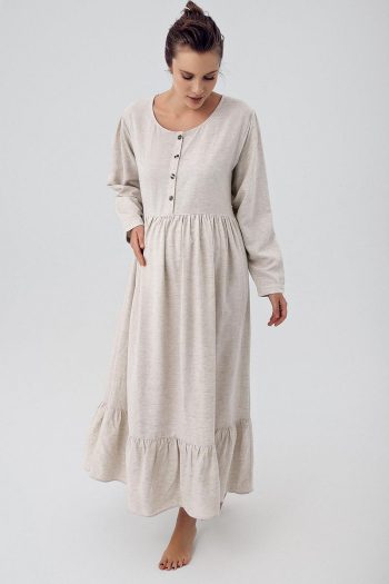 Increase Linen Long Sleeve Maternity Dress