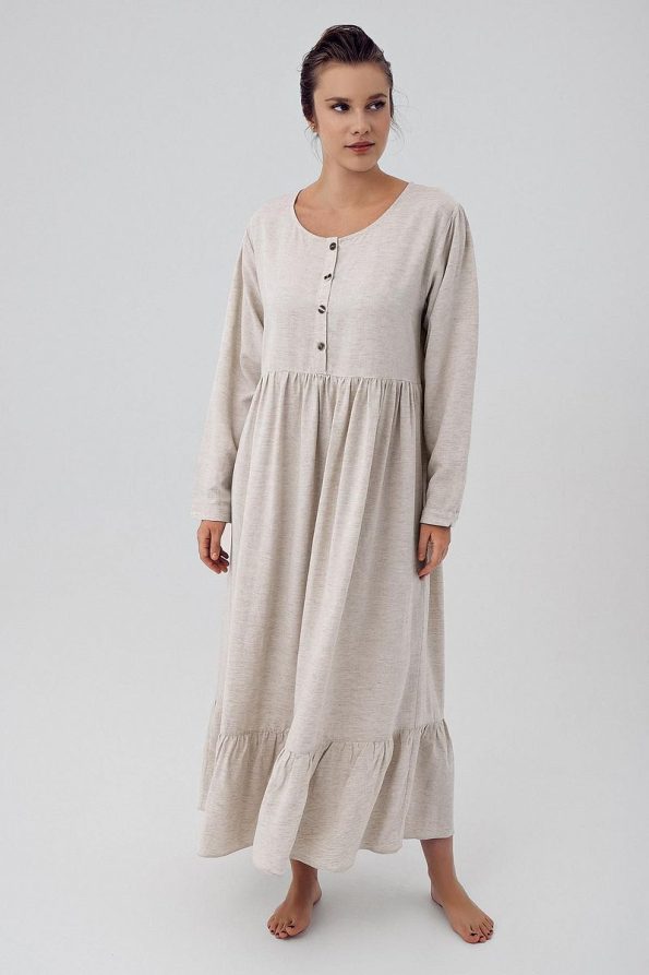 Increase Linen Long Sleeve Maternity Dress