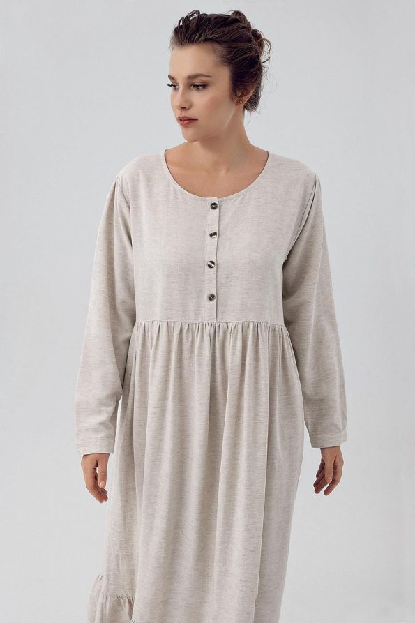 Increase Linen Long Sleeve Maternity Dress