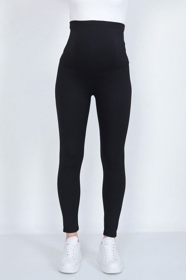 WAYS Women's Black Adjustable High Waist Maternity Leggings