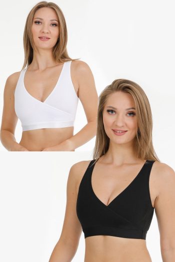 Nursing Sports Bra Set in Black and White