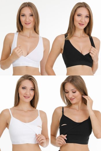 Nursing Bra Set in Black and White