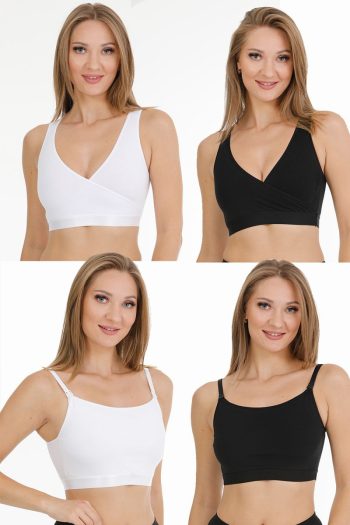 Nursing Bra Set in Black and White