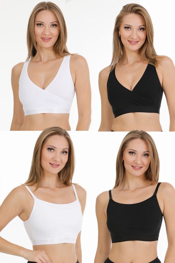 Nursing Bra Set in Black and White
