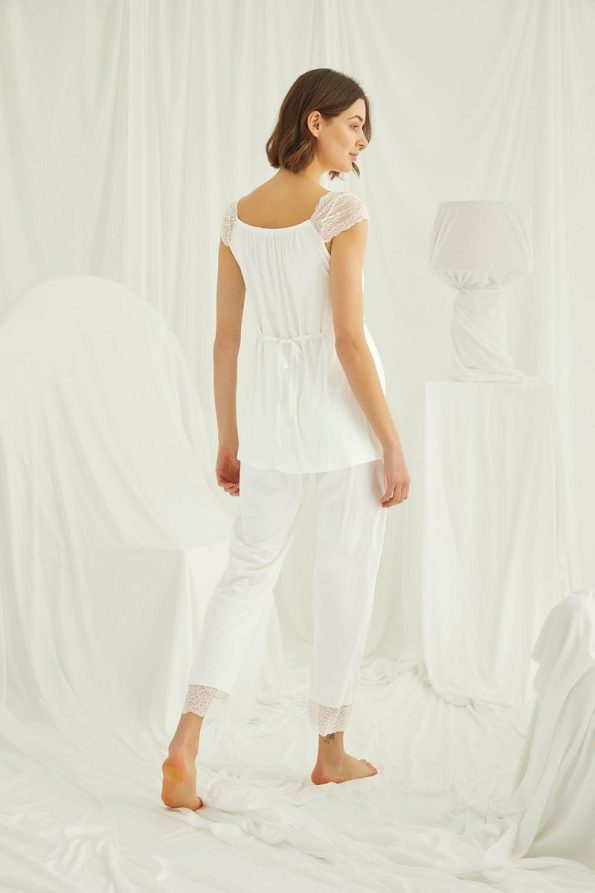 MONAMISE Lace Front Button Maternity Nursing Pajama Set