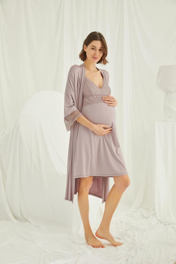 MONAMISE Women's Mink Maternity Nightgown Set