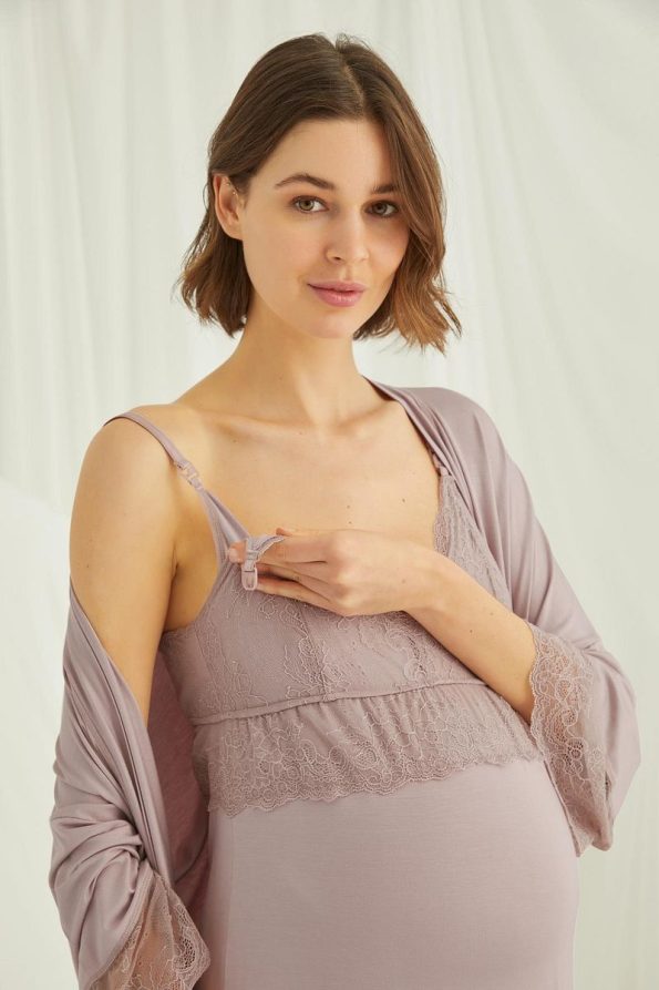 MONAMISE Women's Mink Maternity Nightgown Set
