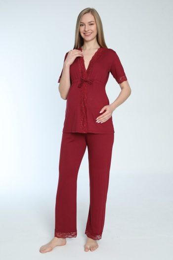 Miss World Lissa Nursing-Friendly Front-Opening Maternity and Postpartum Pajama Set