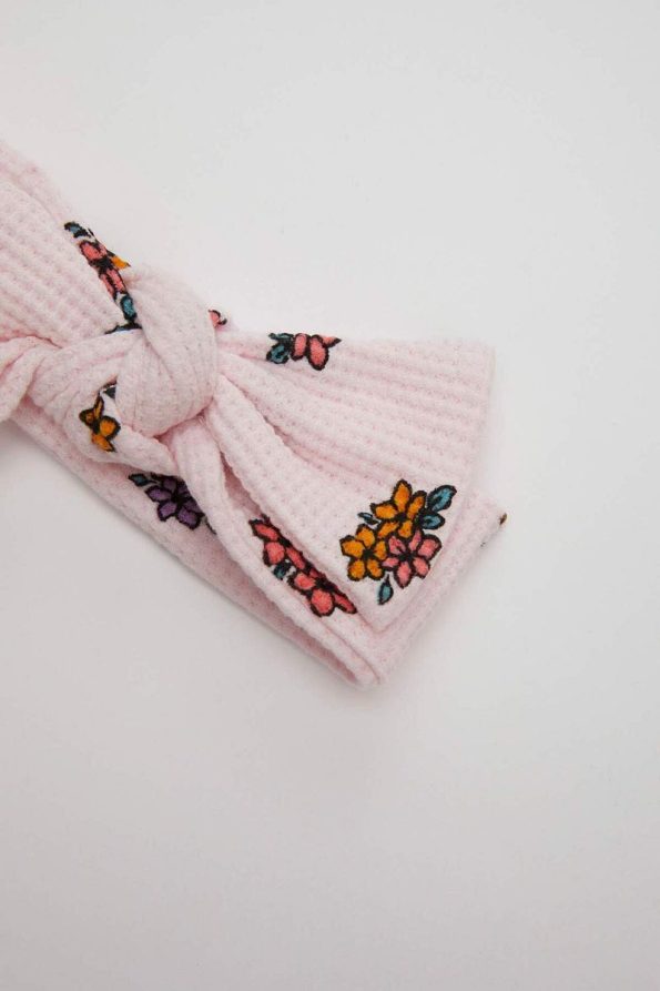 Floral Waffle Sleeveless Jumpsuit and Headband Set for Baby Girls