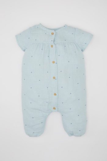 Defacto Baby Girl Newborn Short Sleeve Polka Dot Muslin Romper