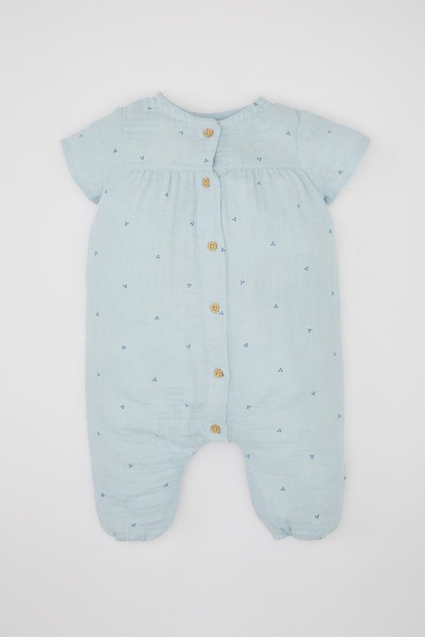 Defacto Baby Girl Newborn Short Sleeve Polka Dot Muslin Romper