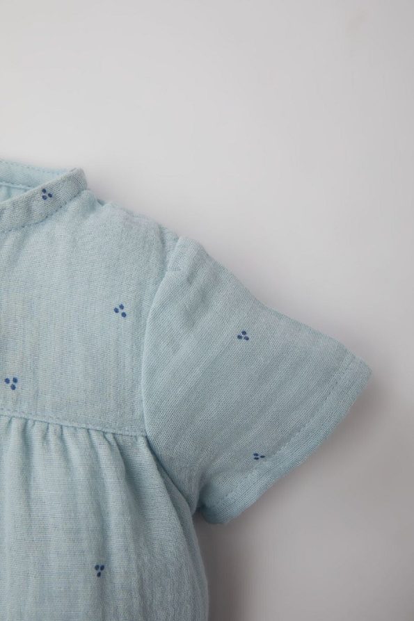 Defacto Baby Girl Newborn Short Sleeve Polka Dot Muslin Romper