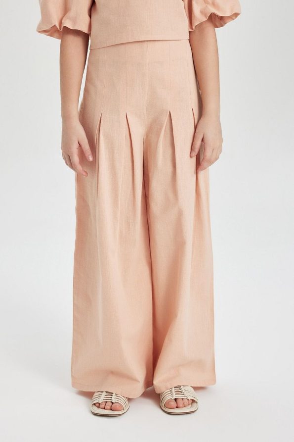 Girls' Wide Leg Cotton Trousers