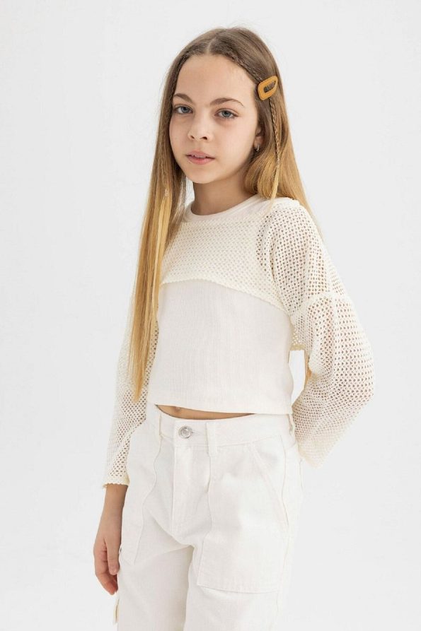 Girls' Relaxed Fit Long Sleeve Crew Neck T-Shirt