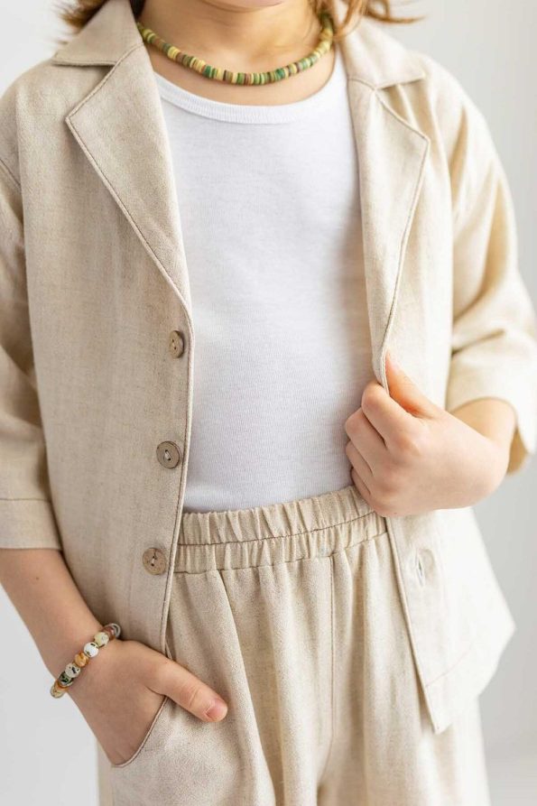 Oliven The Kid Beige Linen Adjustable Waist and Cuff Boys' Pants