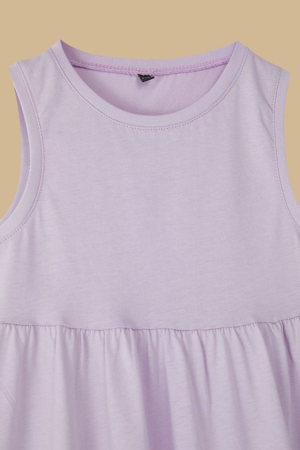Trendyolmilla Kids Gray-Lilac 2-Pack Girls' Basic Patterned Sleeveless Mini Knit Dress
