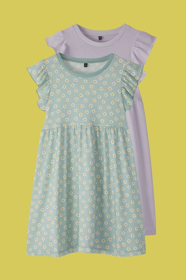 Trendyolmilla Kids Lilac-Mint Ruffled Sleeve Knit Dress