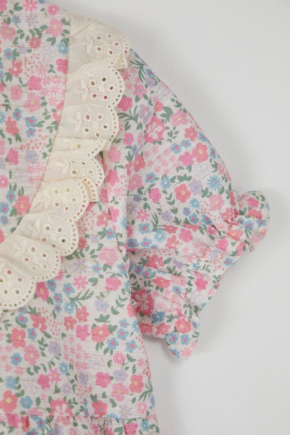 Trendyolmilla Kids Multi-Color Cotton Floral Embroidered Short Sleeve Mini Dress