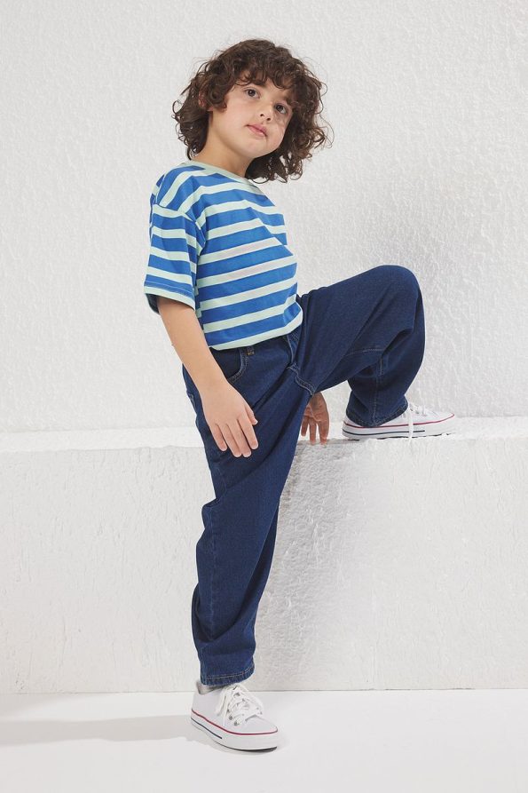 Trendyolmilla Kids Dark Blue Boys Balloon Fit Cotton Denim Jeans
