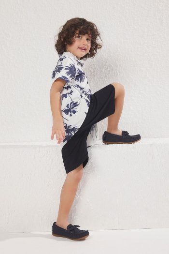 Trendyolmilla Kids Navy Cotton Printed Shirt and Shorts Set