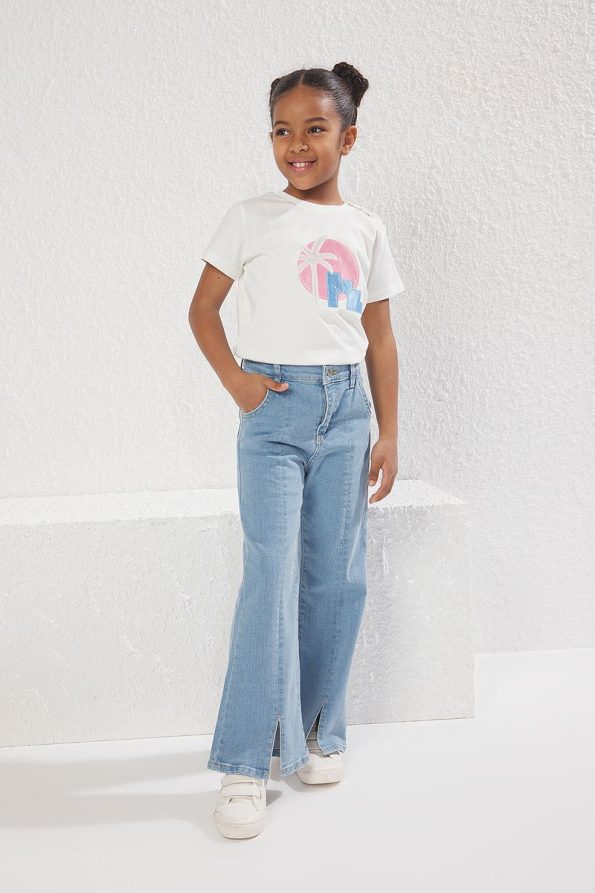 Trendyolmilla Kids Light Blue Girls Wide Leg Denim Jeans