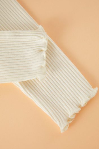 Trendyolmilla Kids Cream Cotton Basic Ribbed Long Summer Leggings