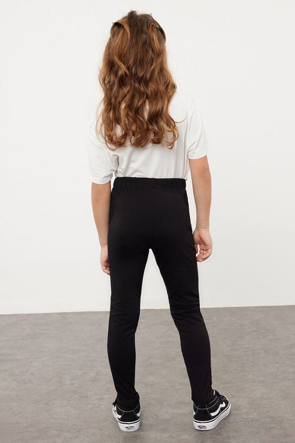 Trendyolmilla Kids Black Cotton Basic Leggings for Girls