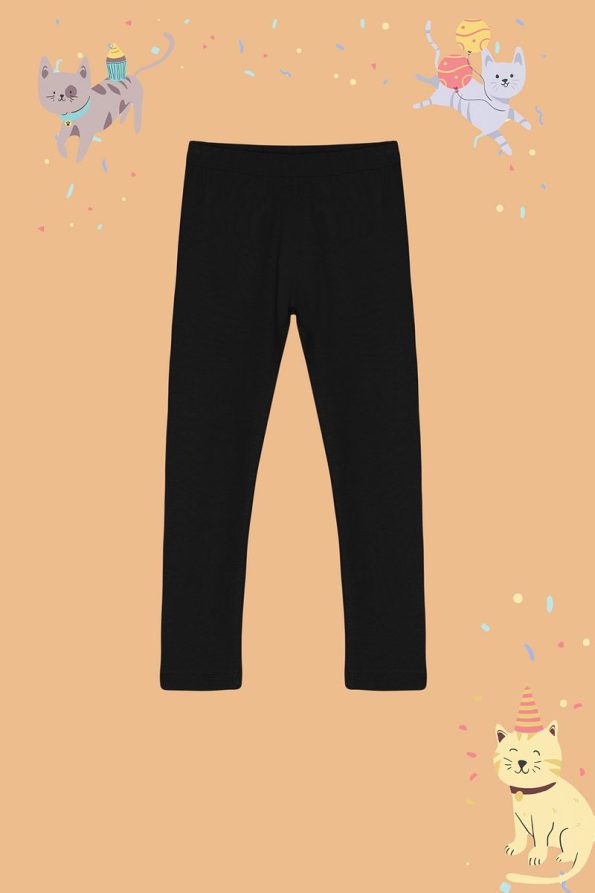 Trendyolmilla Kids Black Cotton Basic Leggings for Girls