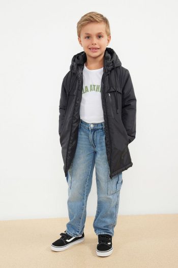Trendyolmilla Kids Black Boys Hoodie Pocket Regular Jacket