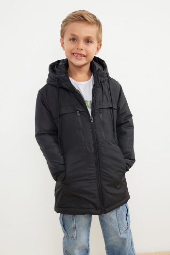 Trendyolmilla Kids Black Boys Hoodie Pocket Regular Jacket