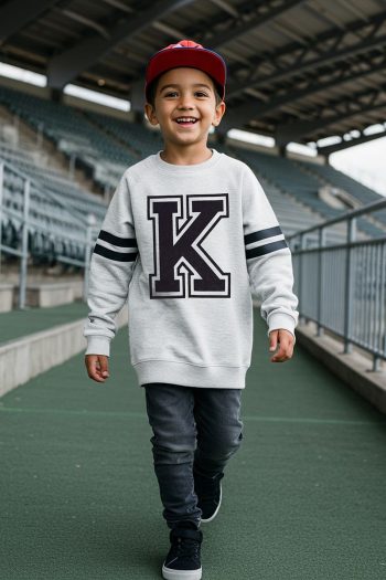 Trendyolmilla Kids Gray Melange Boys' Slogan Printed School Cotton Knit Sweatshirt