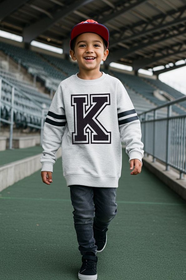 Trendyolmilla Kids Gray Melange Boys' Slogan Printed School Cotton Knit Sweatshirt