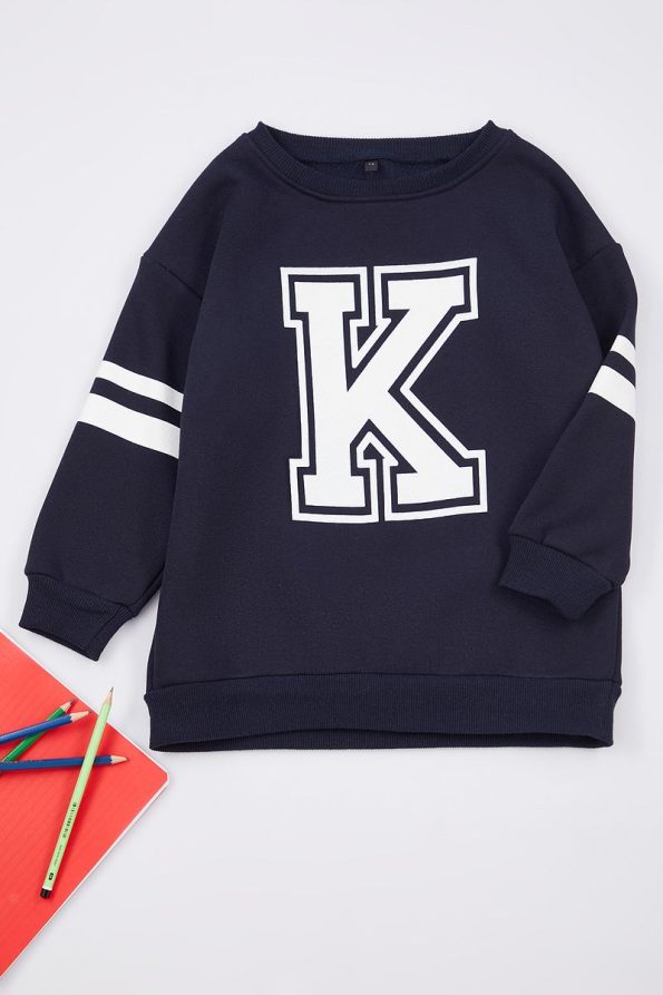 Trendyolmilla Kids Navy Printed Cotton School Sweatshirt
