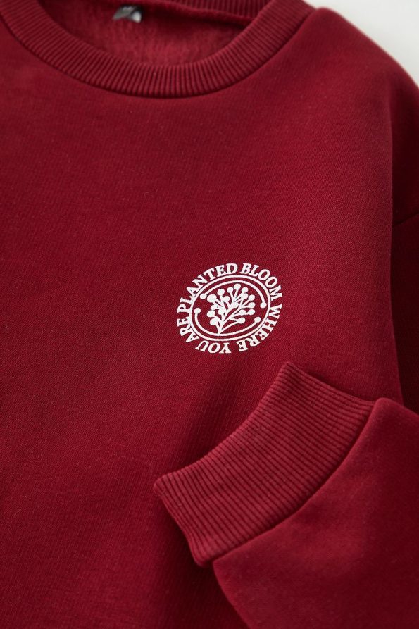 Trendyolmilla Kids Burgundy Printed Back Sweatshirt