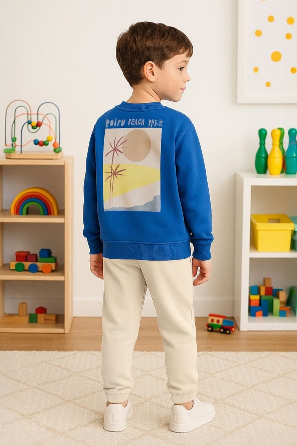 Trendyolmilla Kids Blue Printed Cotton Knit Set for Boys