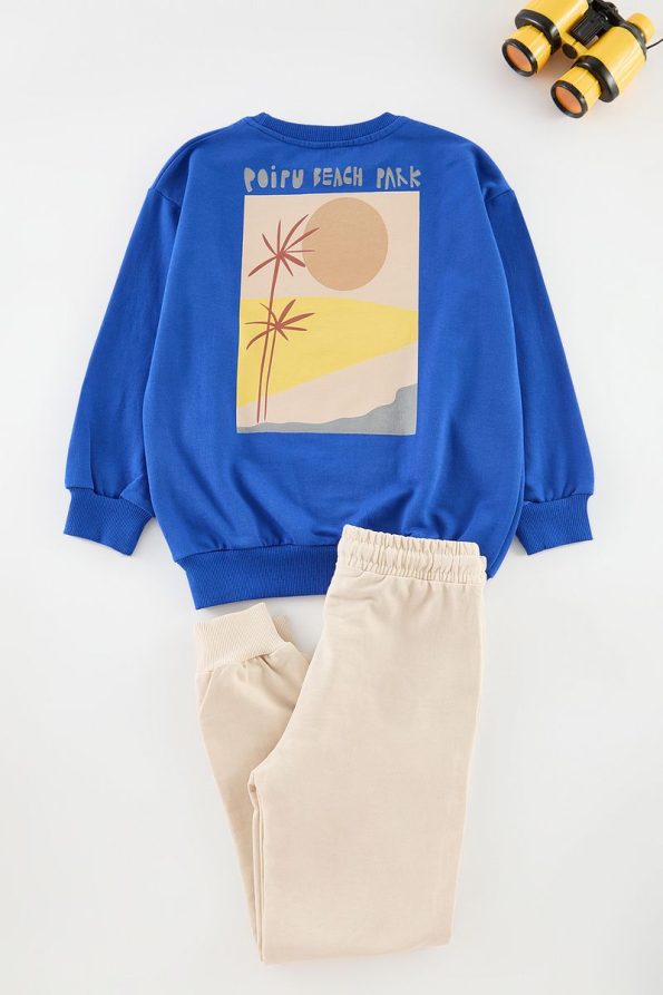 Trendyolmilla Kids Blue Printed Cotton Knit Set for Boys