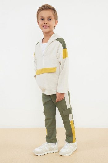Trendyolmilla Kids Beige Cotton Lightweight Sweatshirt and Pants Set