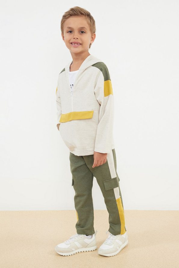 Trendyolmilla Kids Beige Cotton Lightweight Sweatshirt and Pants Set