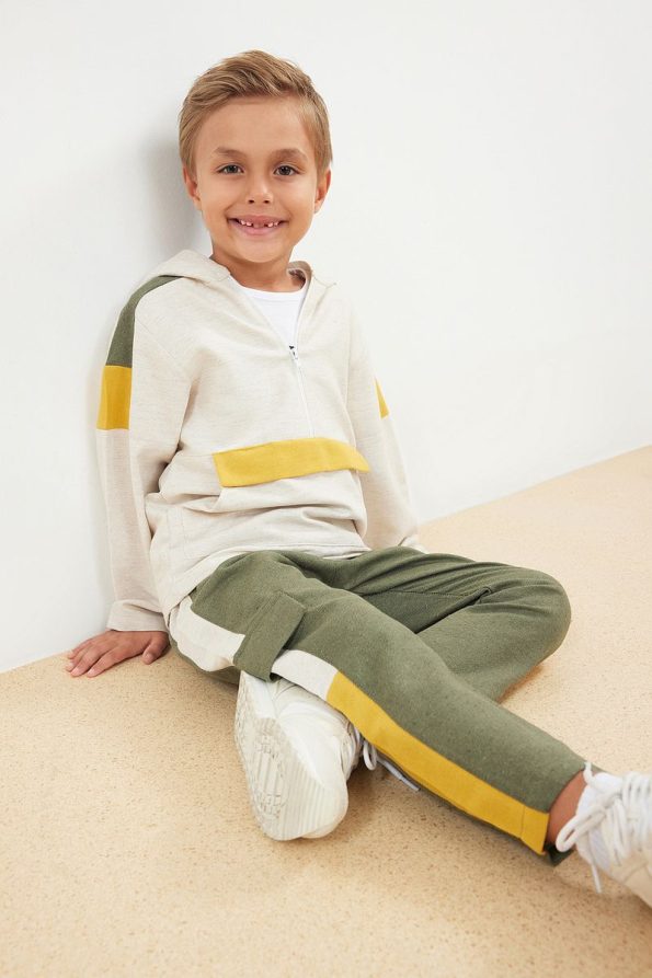 Trendyolmilla Kids Beige Cotton Lightweight Sweatshirt and Pants Set