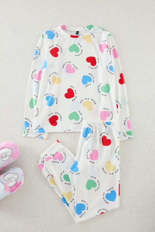 Trendyolmilla Kids Ivory Cotton Heart Print Pajama Set